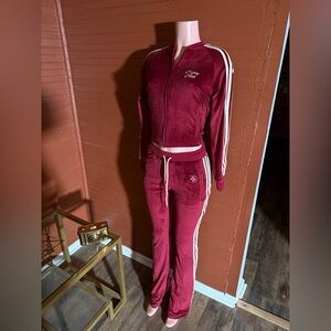 Women's Burgundy Velour Tracksuit